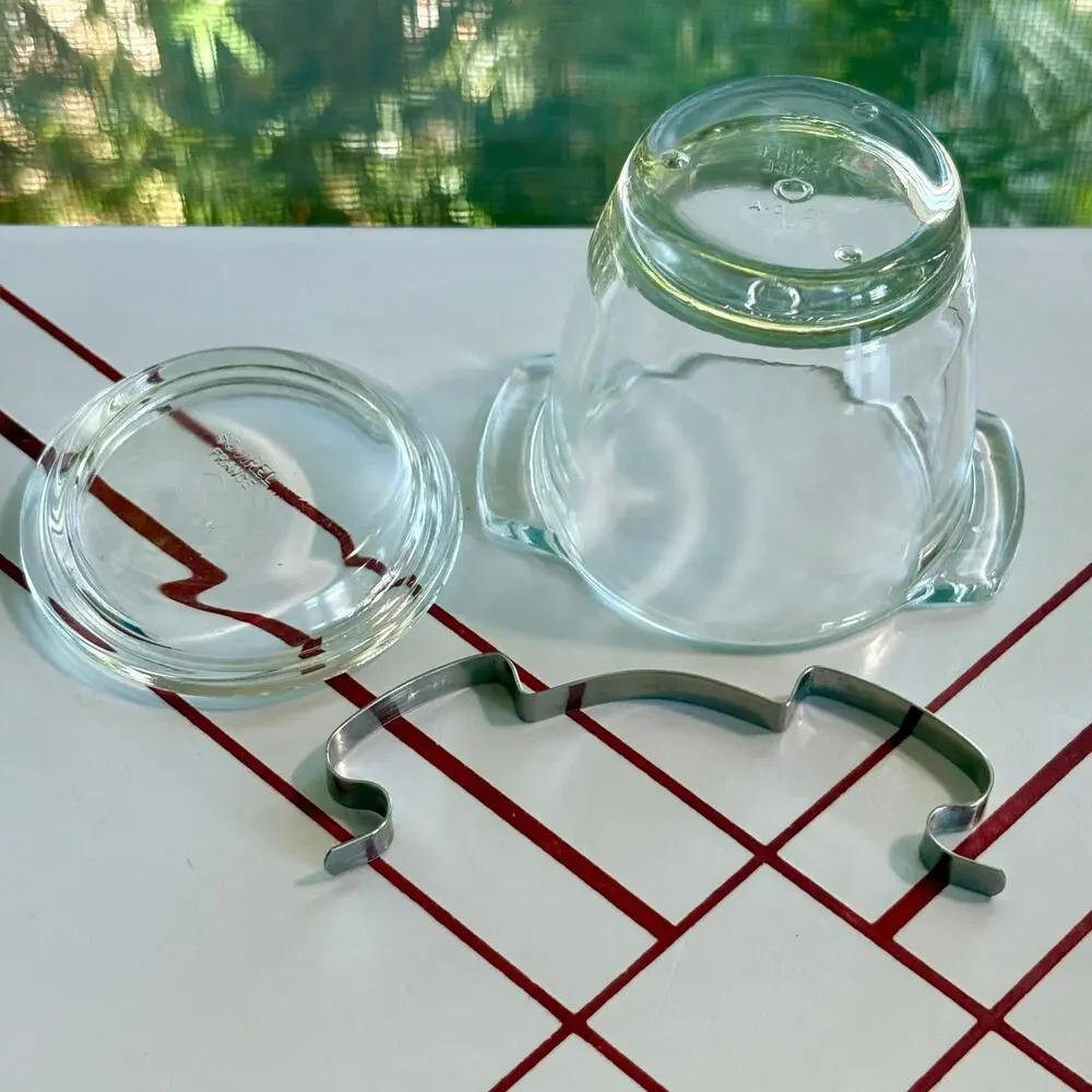 Vintage Sovirel France Glass Jar with Lid and Metal Clip